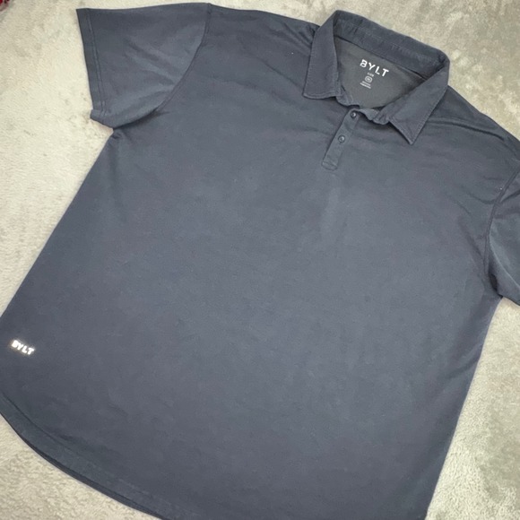 BYLT Basics Other - BYLT Lux Polo Shirt Mens 3XL Black Excellent Short Sleeve Curved Hem MTPOL0187